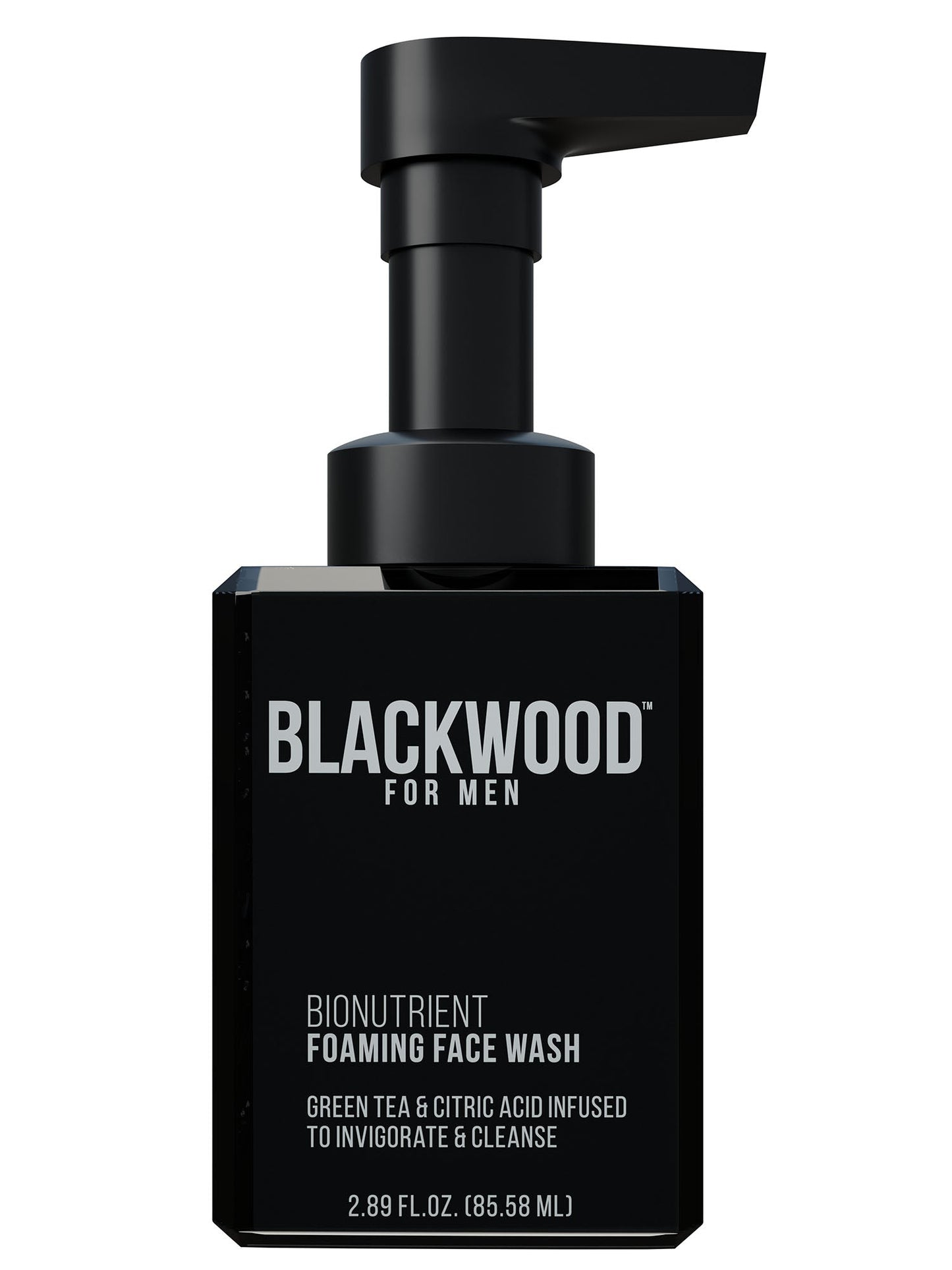 Blackwood for Men foaming face wash bottle on a white background