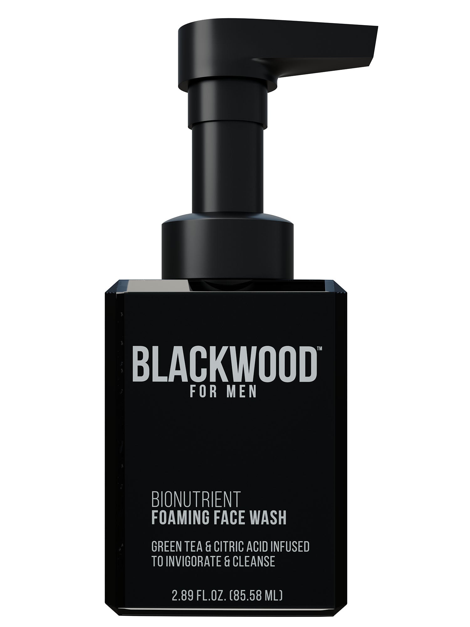 Blackwood for Men foaming face wash bottle on a white background
