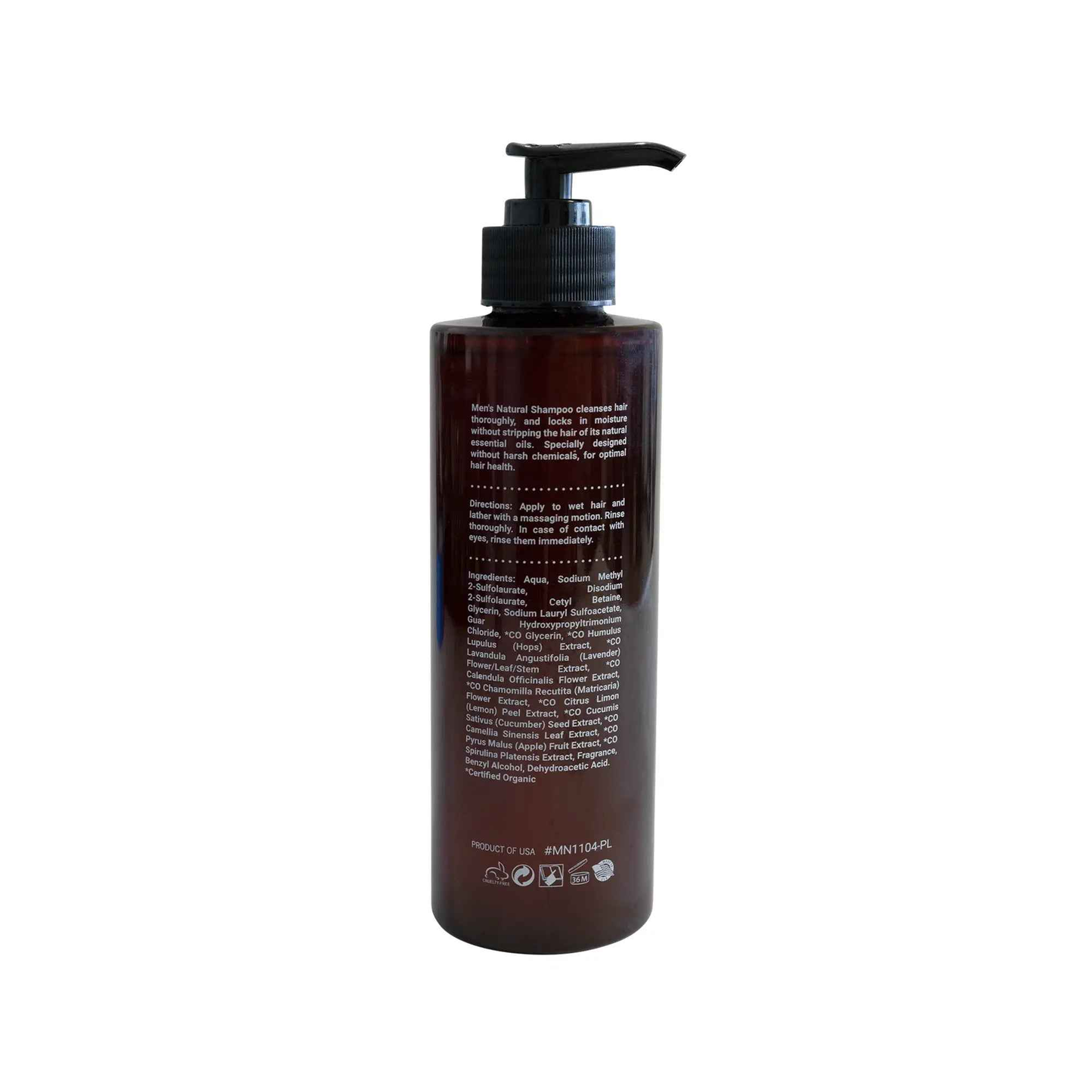 Brown shampoo bottle with black pump on a white background 2