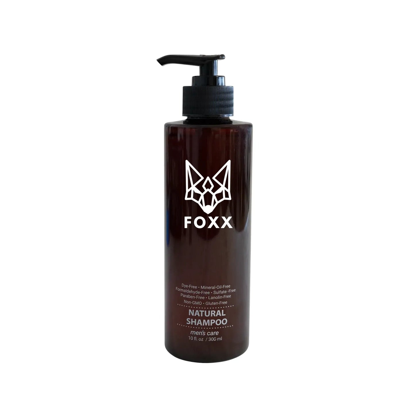 Brown shampoo bottle with black pump on a white background 1
