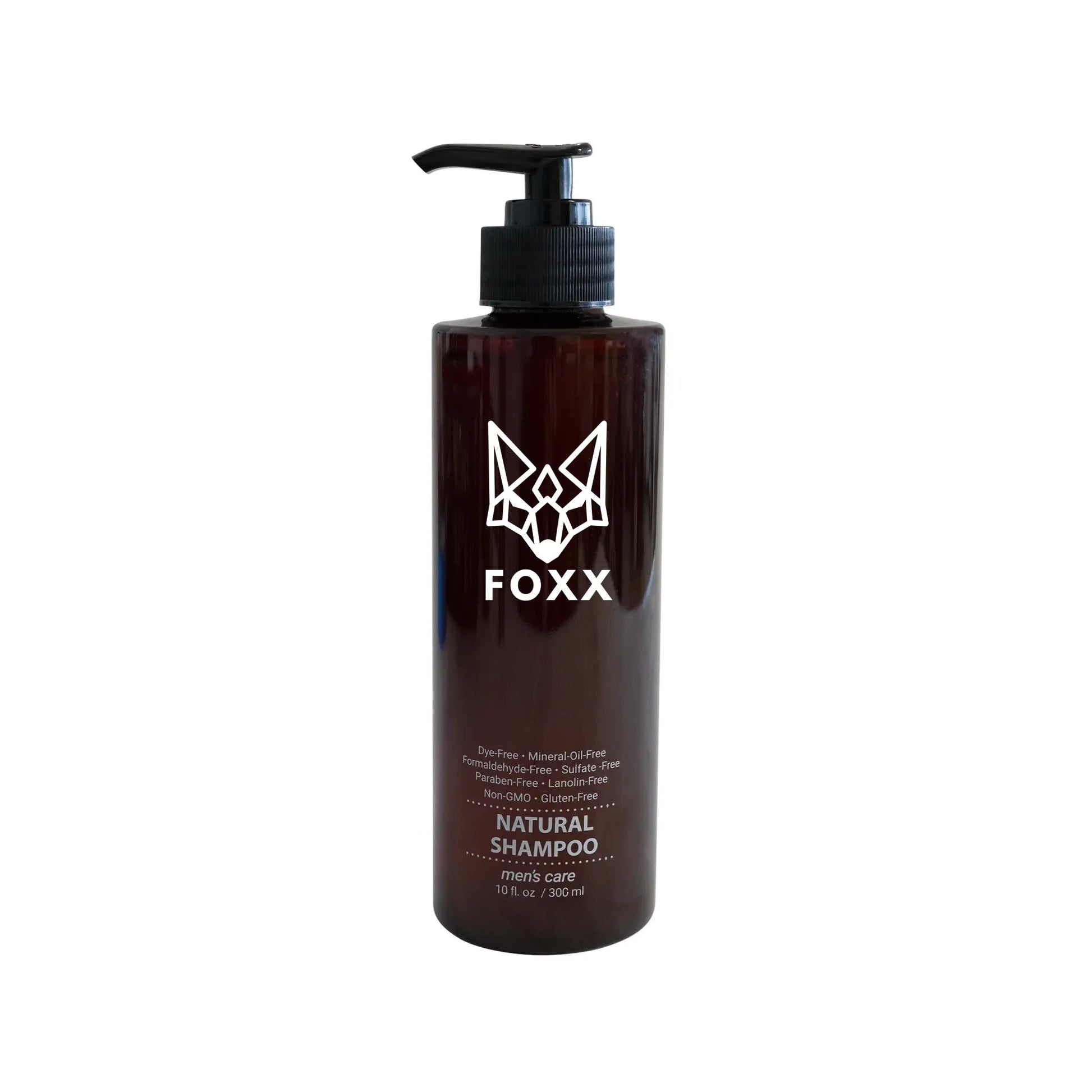 Brown shampoo bottle with black pump on a white background 1